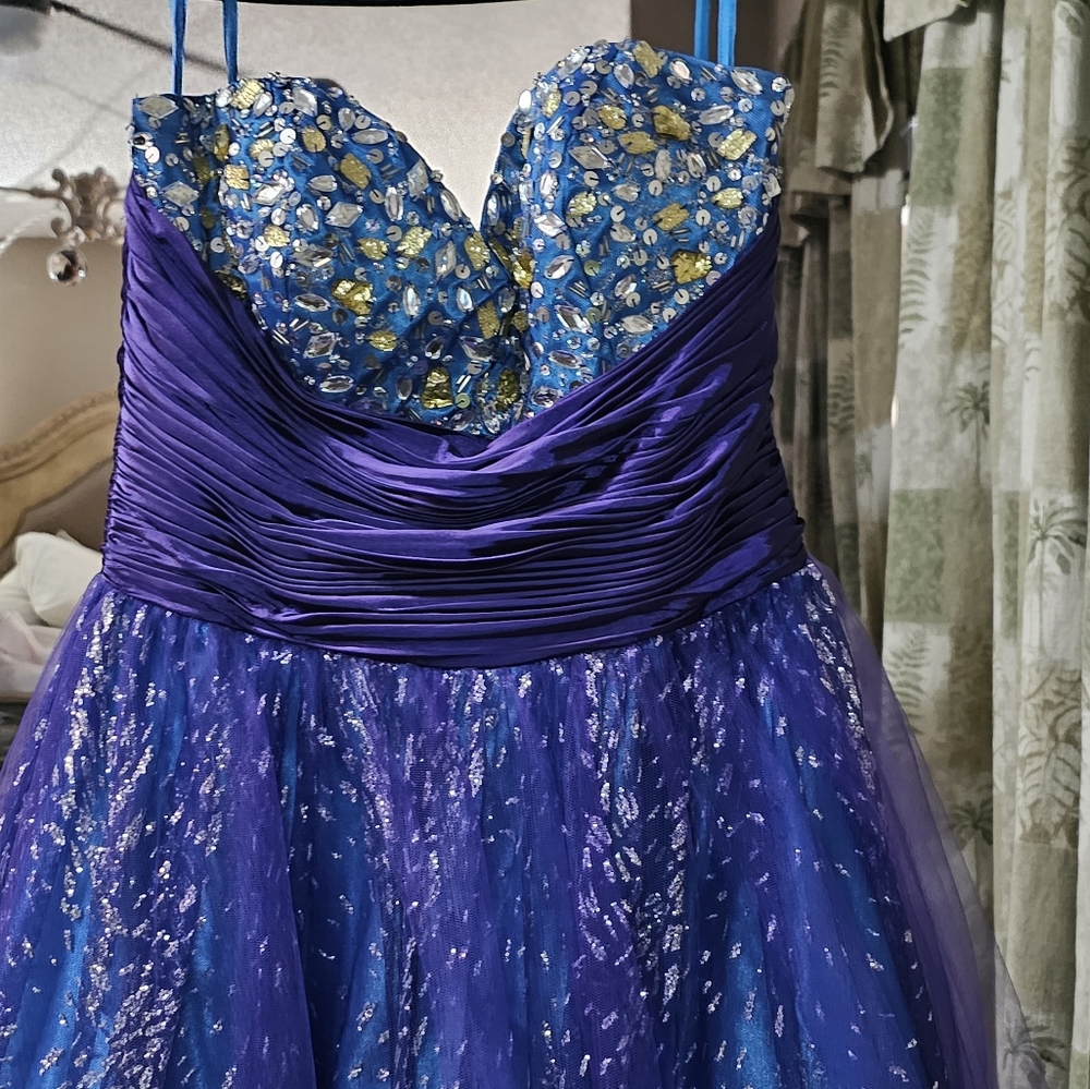 Blue and purple prom dress by Beyond a division of Jovani